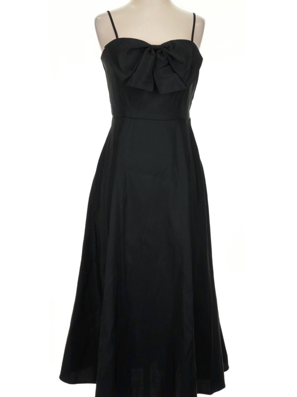 a new day Black Midi Dress with Front Bow and Spaghetti Straps